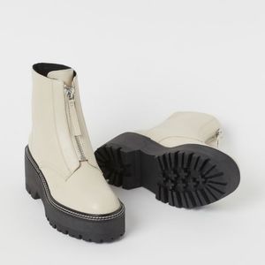 H&M cream platform boots